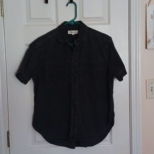 Madewell black short sleeve denim top size small